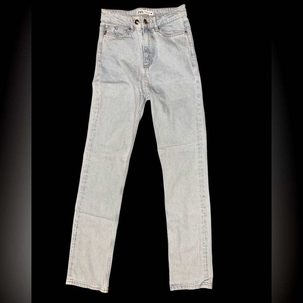 Zara Blue Straight Jeans High-Rise Classic
